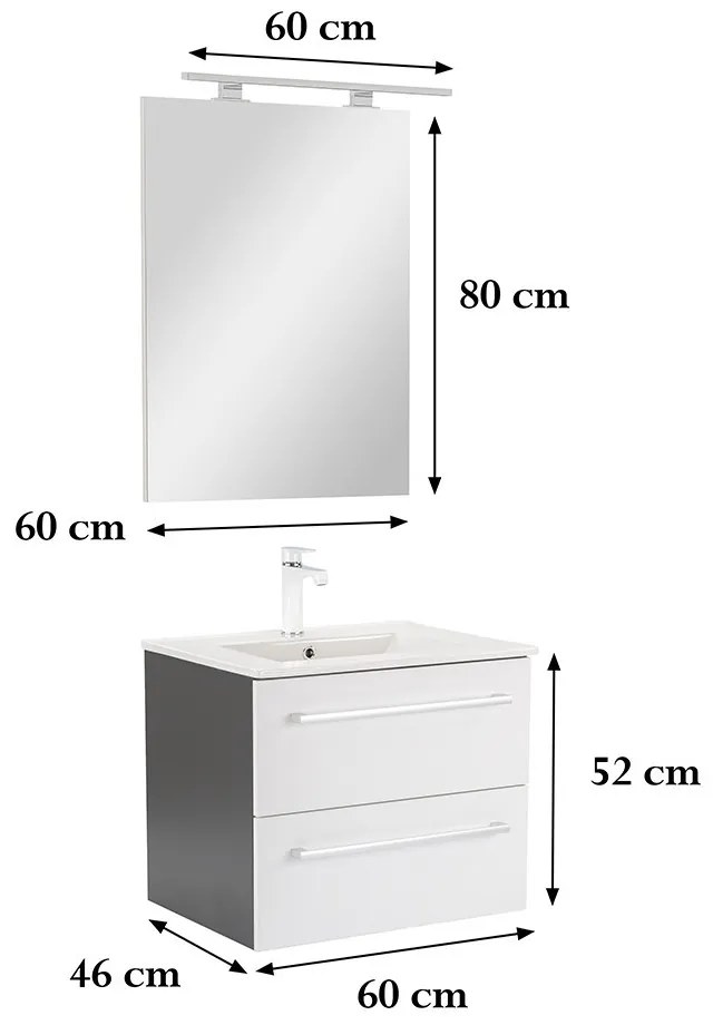 Mobilier complet de baie Vario Clam 60 antracit-alb