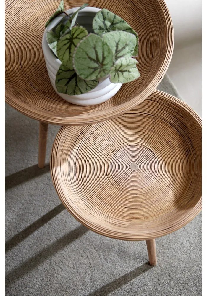 Măsuțe auxiliare 2 buc. rotunde din ratan ø 56 cm Colon – Light &amp; Living