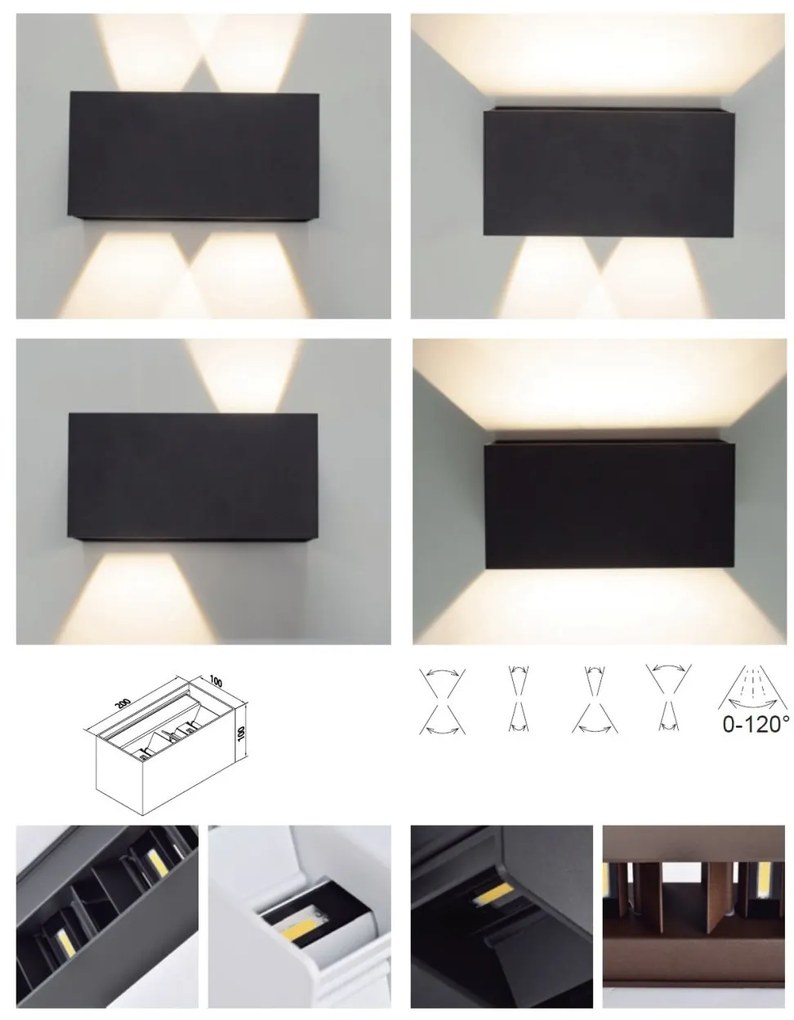 Aplica LED de perete iluminat exterior ambiental IP54 DAVOS DOUBLE