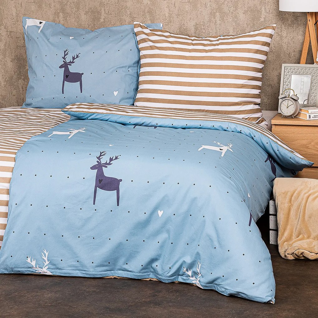 Lenjerie de pat din bumbac 4Home Deer, 160 x 200 cm, 70 x 80 cm