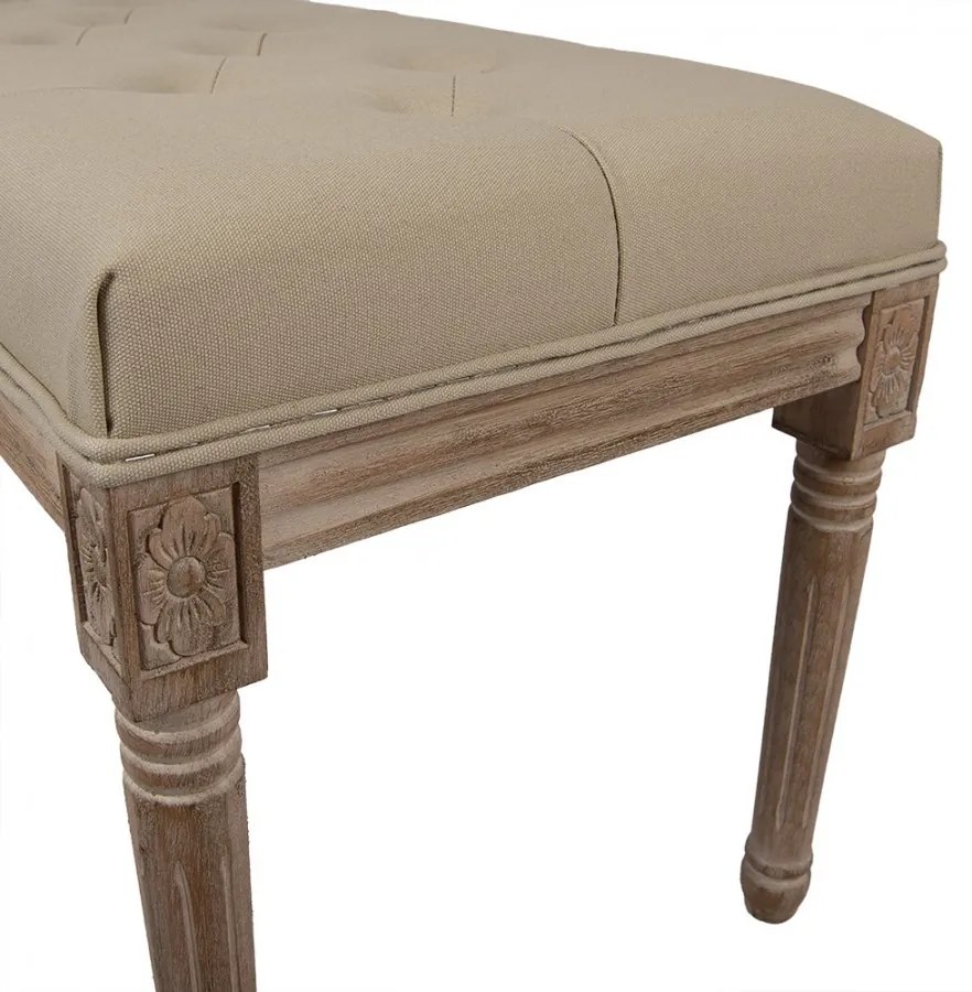 Bancheta shabby chic 2 locuri, bej, stofa, 122x41x46 cm