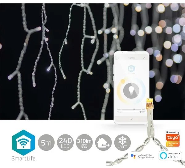 Perdea LED de Crăciun 240xLED/11 funcții 8m IP65 Wi-Fi Tuya Nedis WIFILXC04W250