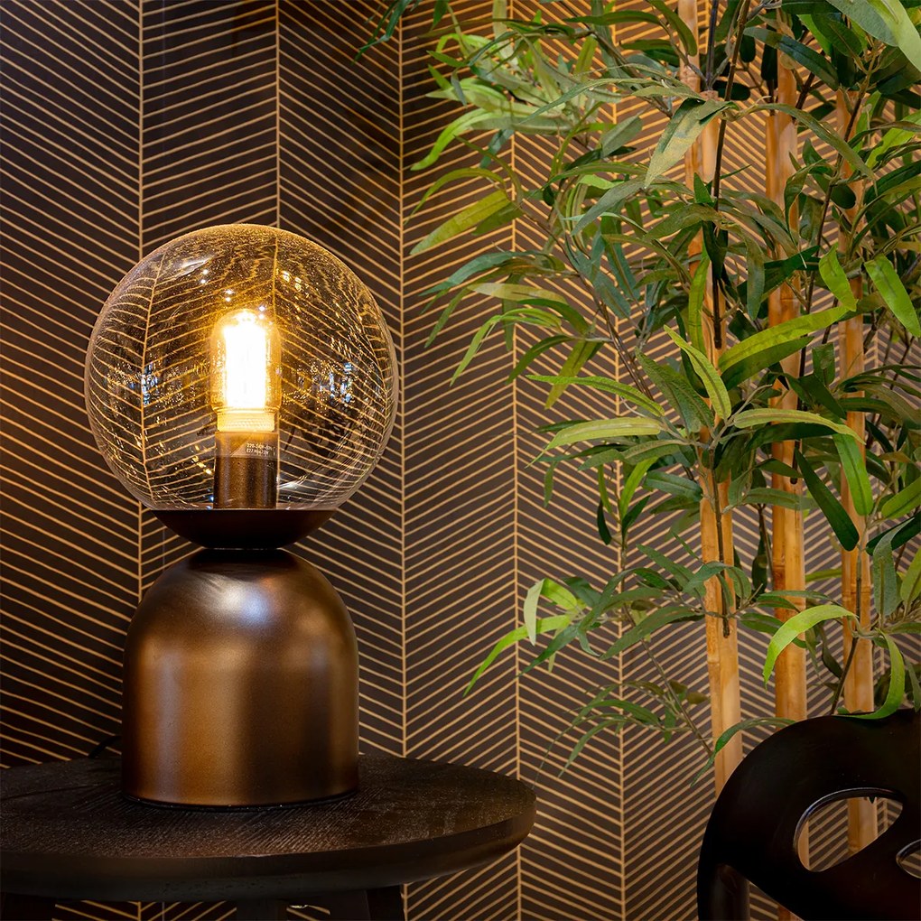 Lampă de masă Hotel Chic Bronz închis cu sticlă clară - Pallon Trend