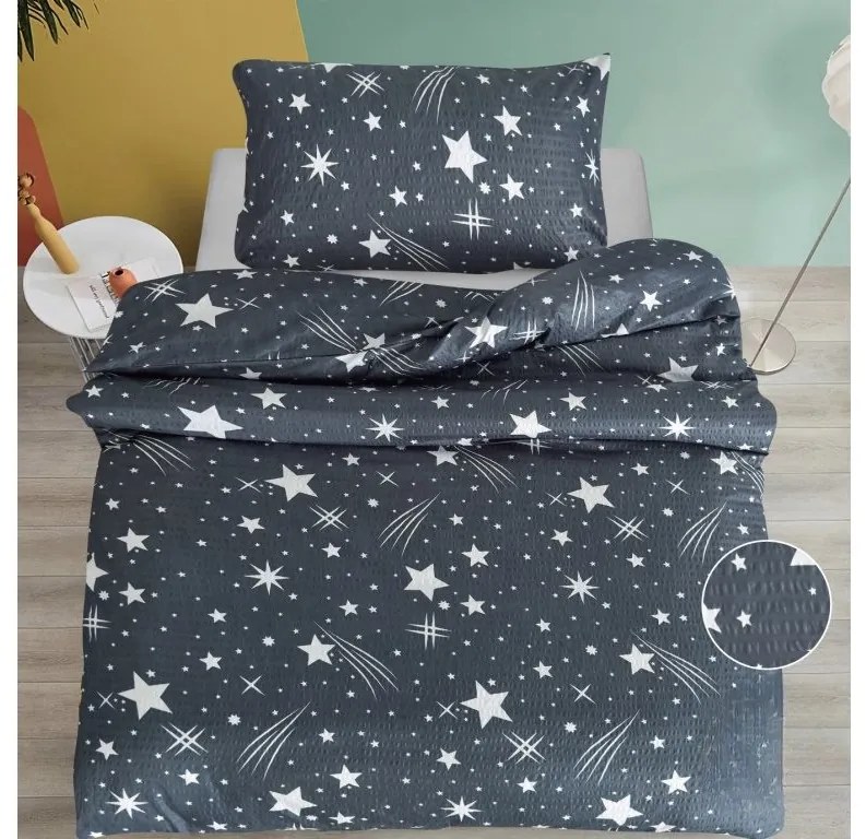 Lenjerie de pat creponata NIGHT SKY BLEND gri Dimensiune lenjerie de pat: 70 x 90 cm | 140 x 200 cm