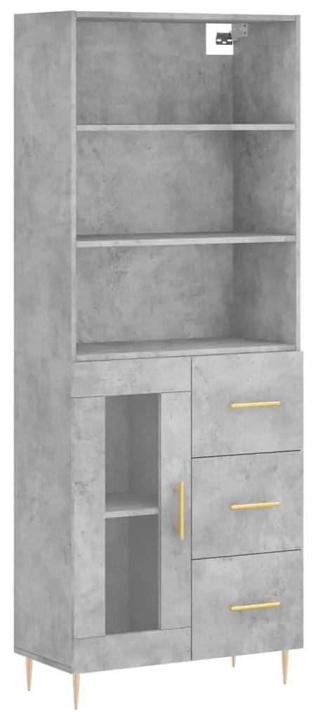 3189497 vidaXL Dulap înalt, gri beton, 69,5x34x180, lemn compozit