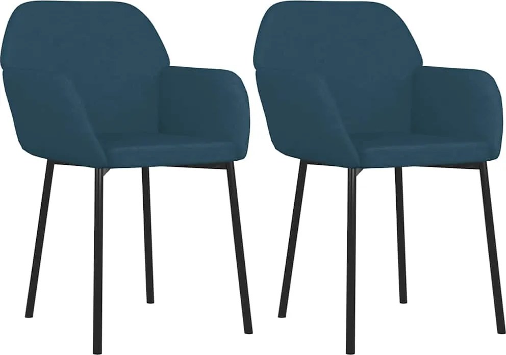 vidaXL Scaune de sufragerie, 2 buc., albastru, catifea