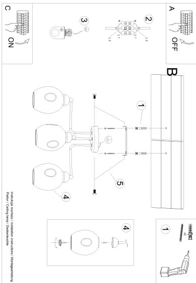 Lustră pe tijă FILLAN 3xE27/60W/230V neagră Sollux SL.1144