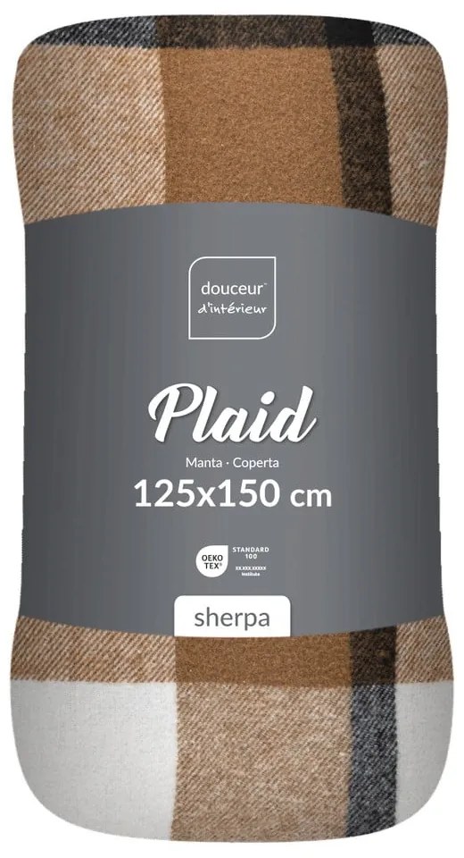 Pătură maro din sherpa 125x150 cm Ecossais – douceur d'intérieur