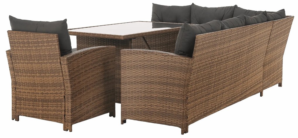 Set mobilier de grădină Senala (gri maro + maro deschis) (pentru 8 persoane). 1116496