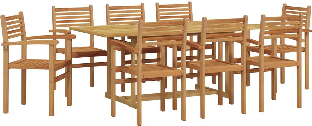 vidaXL Set de masă pentru grădină 9 pcs Maro Lemn solid de tec