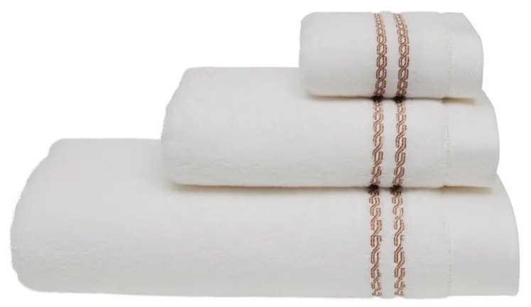 Set cadou prosoape și prosop de corp CHAINE, 3 buc Alb – Broderie roz