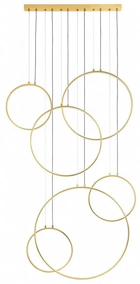 Lustra cu 6 inele LED suspendate Ring XXL auriu