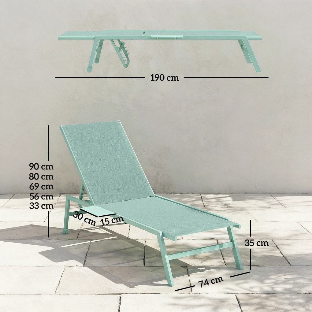Outsunny Set 2 Șezlonguri cu Măsuță, Șezlonguri Grădină cu Spătar Reglabil. | Aosom Romania