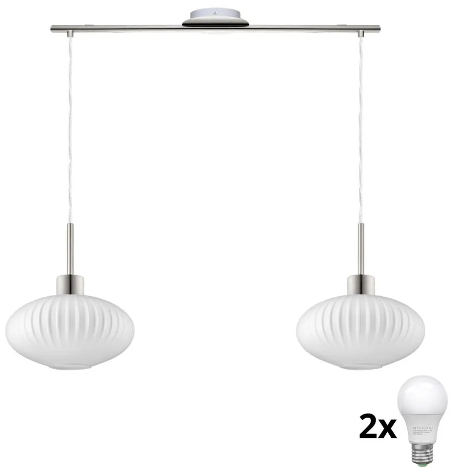 Lustră LED pe cablu HARMA 2xE27/60W/230V crom mat/alb