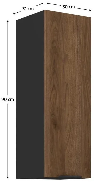 Dulap superior de bucătărie Monzesa 30 G 90 1F (nuc okapi + negru) . 1096967