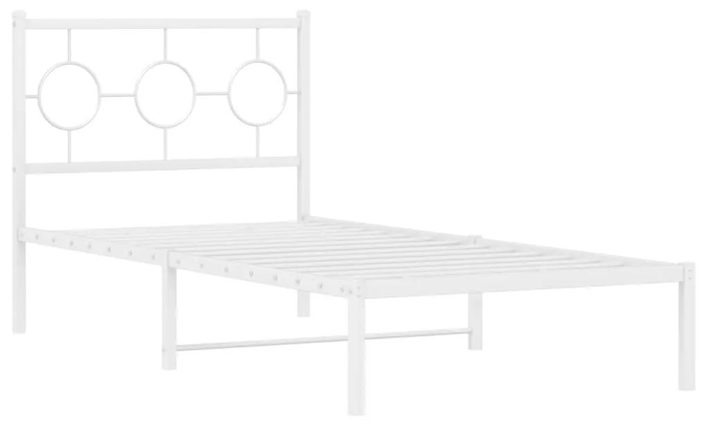 376268 vidaXL Cadru pat metalic cu tăblie, alb, 90x200 cm