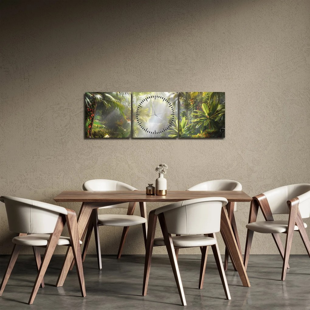 Tablou - Pădure tropicală (cu ceas) (90x30 cm)