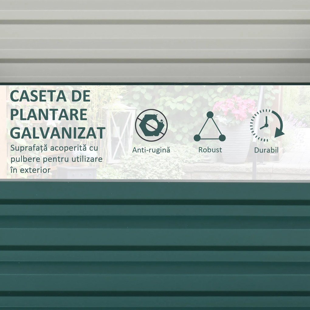 Outsunny Pat de Gradina Suprainaltat Galvanizat Cadru din Otel pentru Cultivare Legume Flori 120x120x30cm Rezistent la Intemperii | Aosom Romania