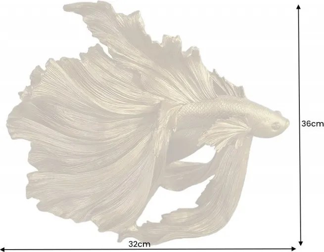 Statueta decorativa extravaganta Fisch Crowntail 35cm, auriu