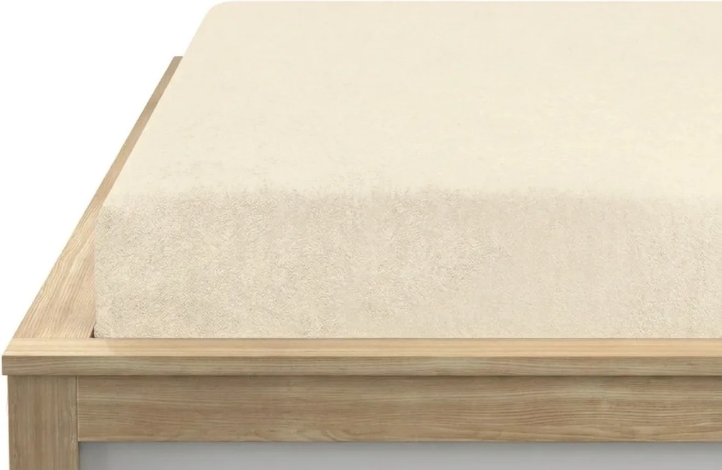 Cearsaf elastic din fleece MOLTON crem 180 x 200 cm