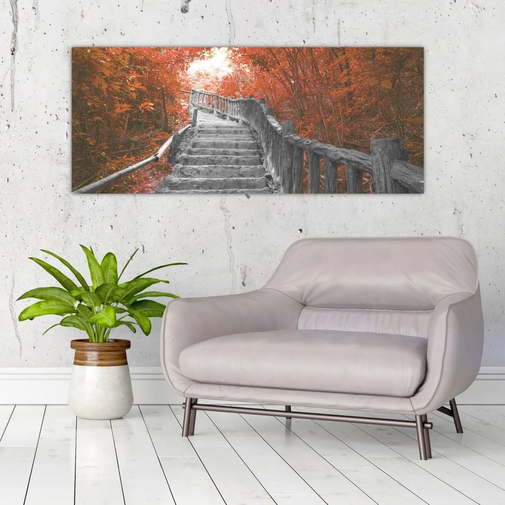 Tablou - Scări în natură, portocaliu (120x50 cm)