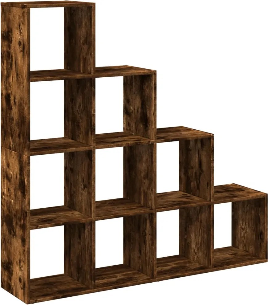 vidaXL Bibliotecă/separator stejar fumuriu 131,5x29x131,5 cm lemn