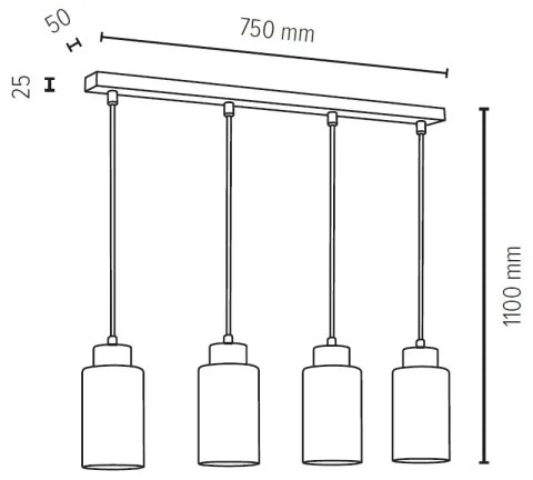 Lustră pe cablu BOSCO 4xE27/60W/230V