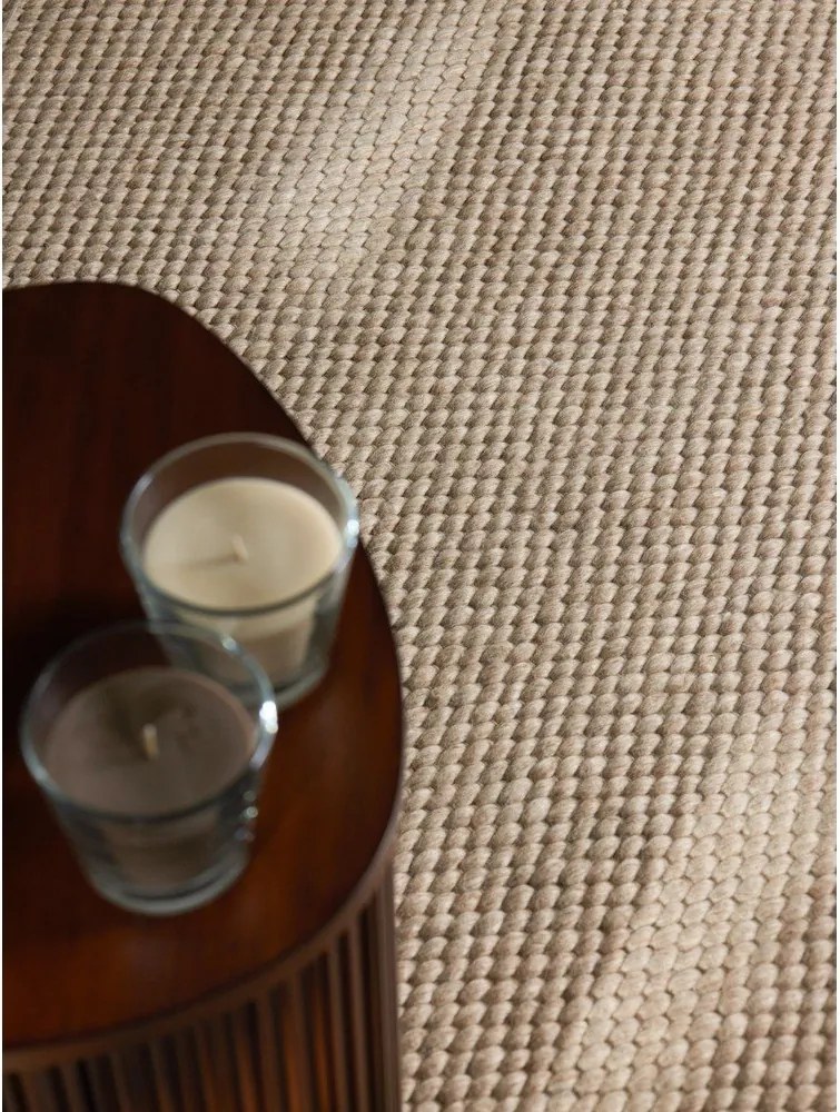 Covor bej țesut manual rotund din lână ø 160 cm Lyon Beans – Elle Decoration