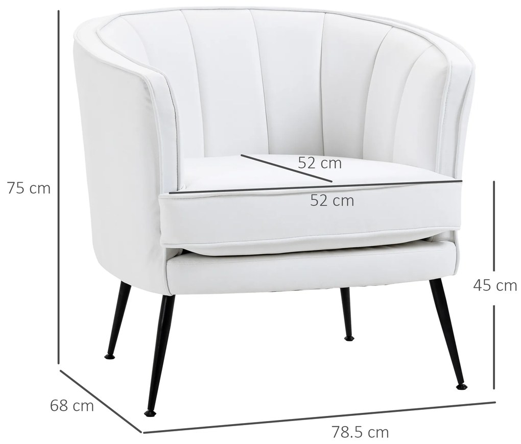 Fotoliu modern din piele artificiala cu picioare de otel HOMCOM, scaun decorativ tapitat, pentru sufragerie | Aosom RO