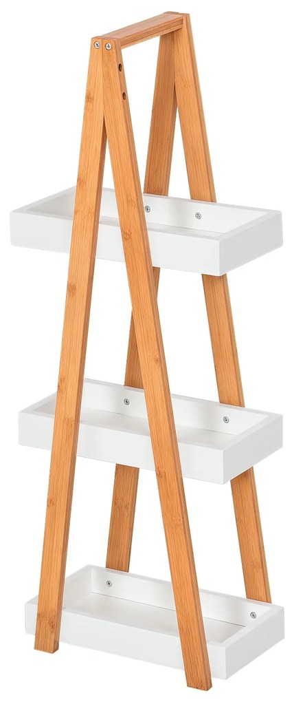 Kleankin Raft de Baie cu 3 Rafturi din MDF și Bambus, Dulap Baie, 30x18x81 cm, Lemn | Aosom Romania