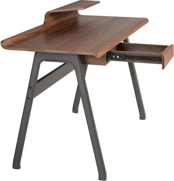 Birou modern din lemn furniruit si fibra de sticla Walnut