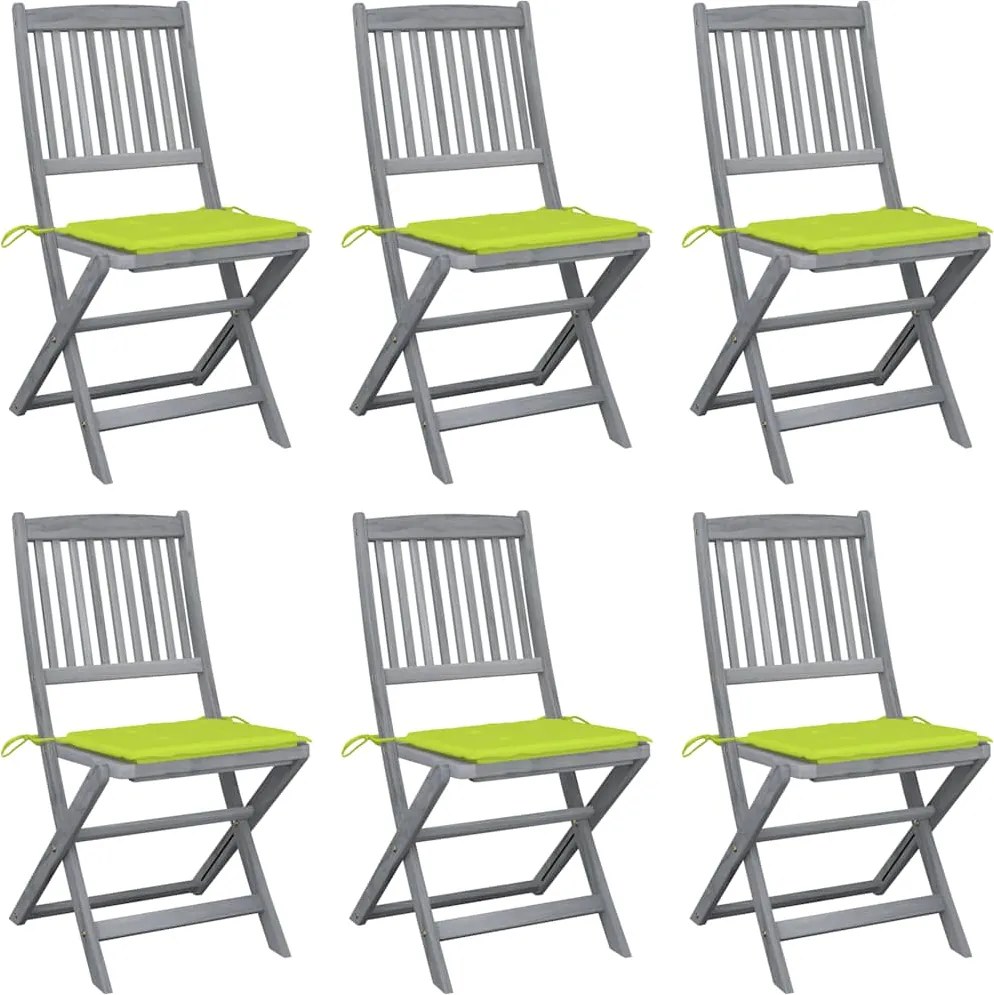 vidaXL Scaune pliante de exterior cu perne 6 buc. lemn masiv de acacia