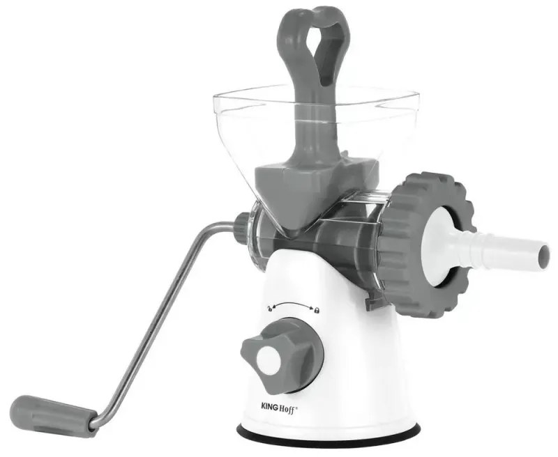Masina de tocat carne Kinghoff KH 1874, Lame din otel inoxidabil, Macinare fina / grosiera, Accesorii, Alb/Gri