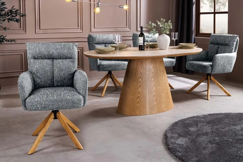 Set de 2 scaune pivotante picioare din lemn Big George verde texturat