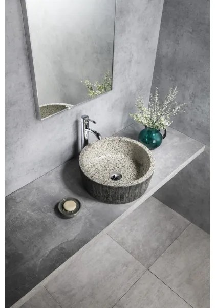 Sapho - Lavoar pe blat PRIORI Ø 41 cm alb/gri