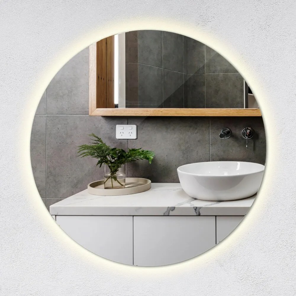 Oglinda decorativa rotunda cu iluminare de fundal LED
