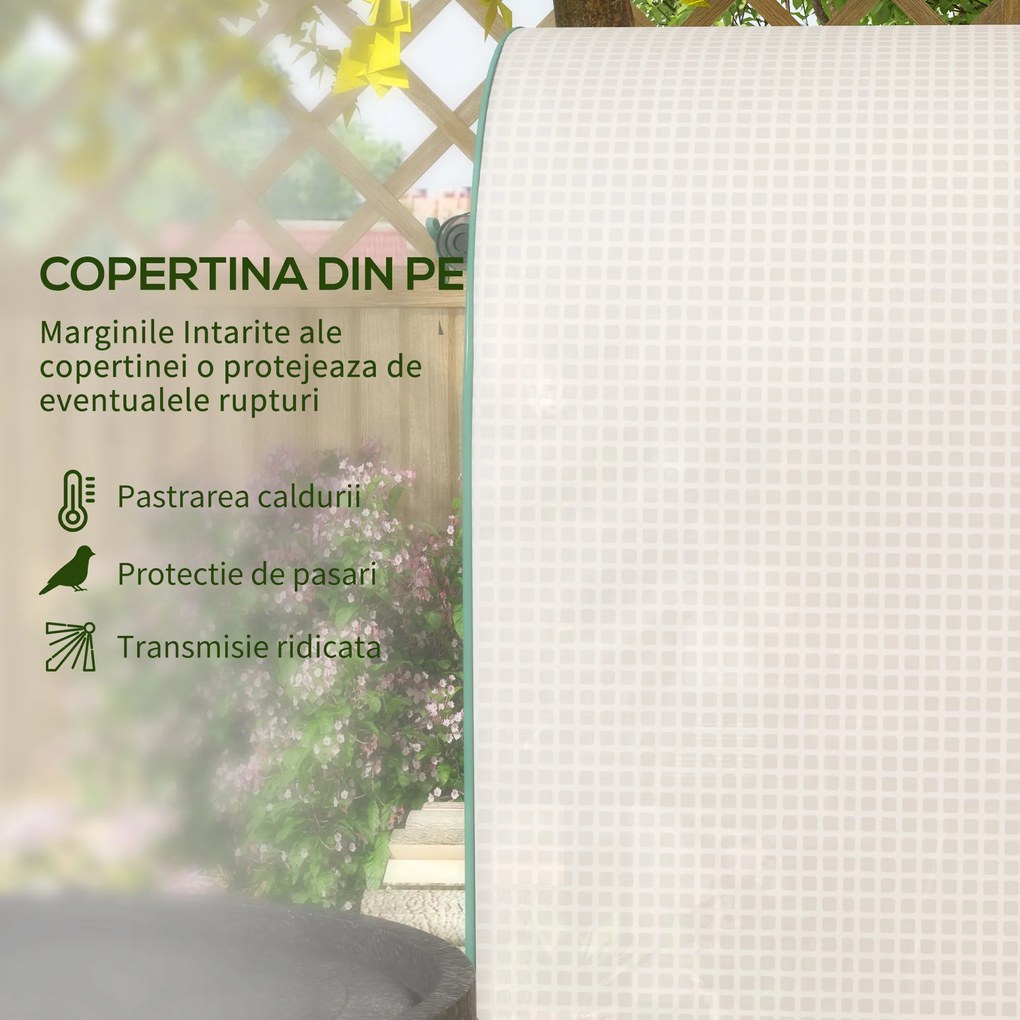 Outsunny Sera de Gradina cu Rafturi din Metal si Copertina din PE, Sera pentre Legume cu Usa Rulou 80x49x160cm, Verde | Aosom Romania
