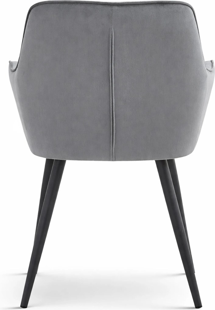 Fotoliu de sufragerie VARSI VELVET cu picioare negre, gri