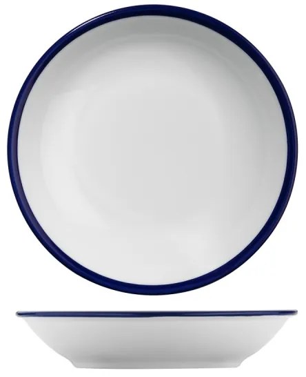 Set de veselă din porțelan, 24 piese, alb/albastru