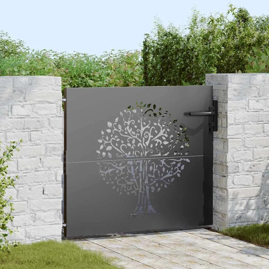 vidaXL Poartă de grădină, Poartă de Grădină 85x75 cm Design Copac din Oțel Corten