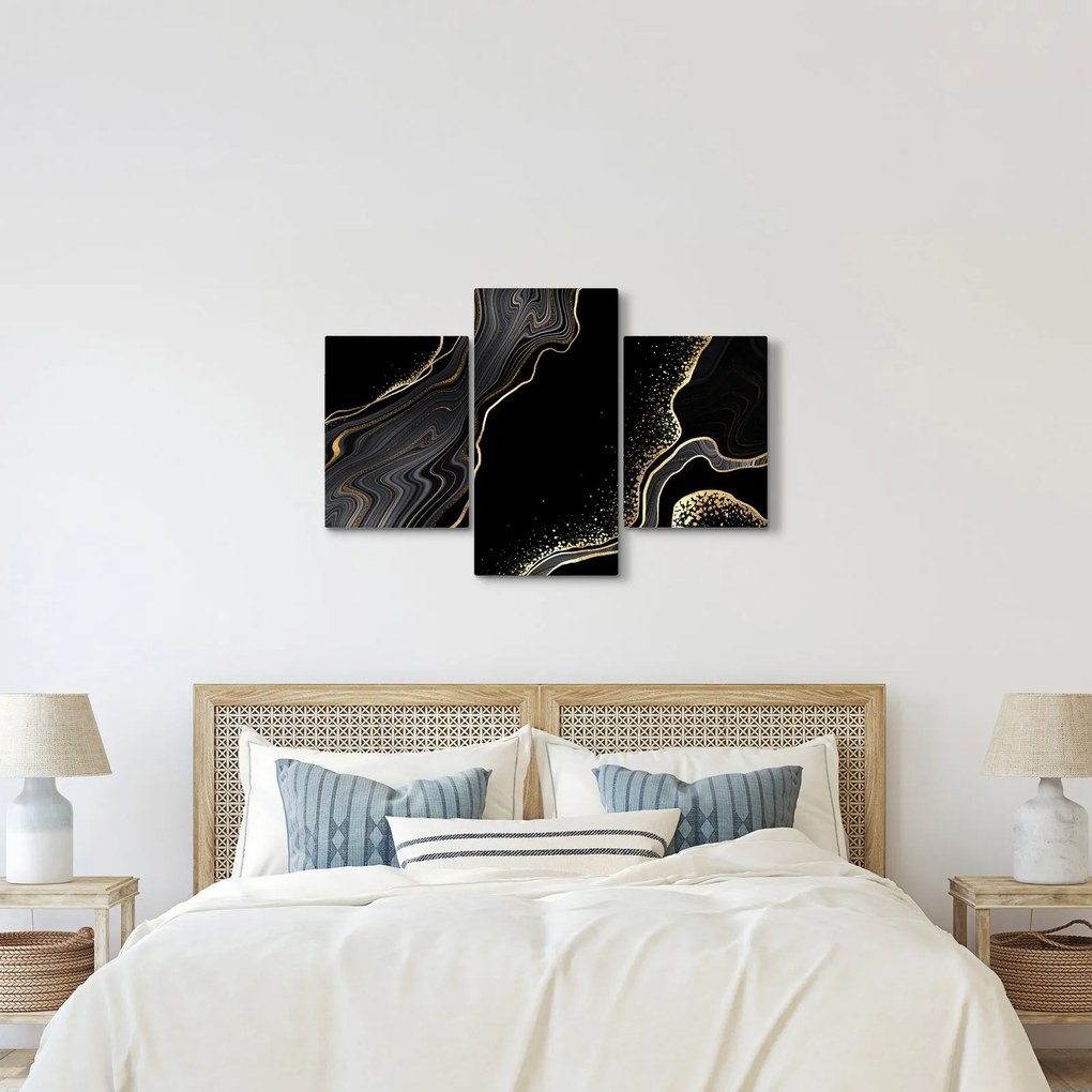 Tablou - Marmură negru - auriu (90x60 cm)