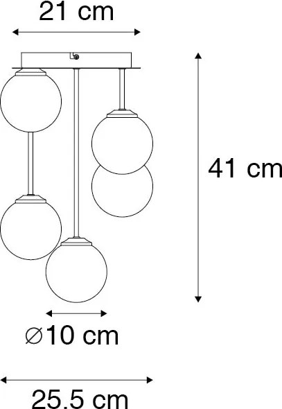 Plafoniera moderna neagra cu auriu cu 5 lumini - Athens Wire
