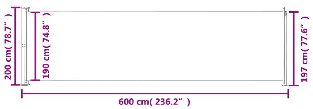 Copertina laterala retractabila de terasa, rosu, 200x600 cm Rosu, 200 x 600 cm