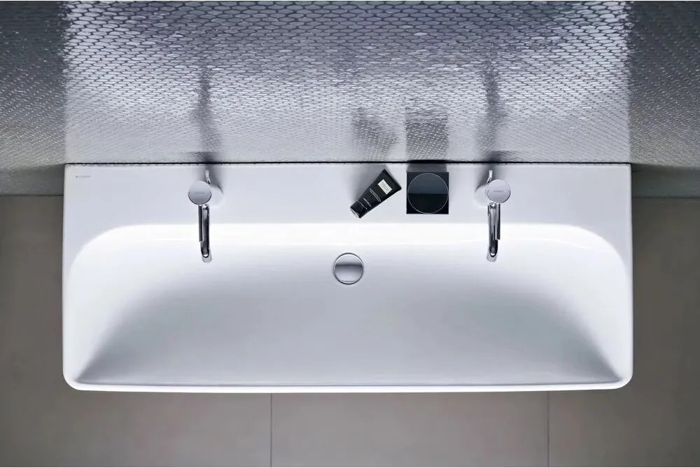 Lavoar pe mobilier Geberit Smyle Square 120 cm cu orificiu baterie stanga si dreapta
