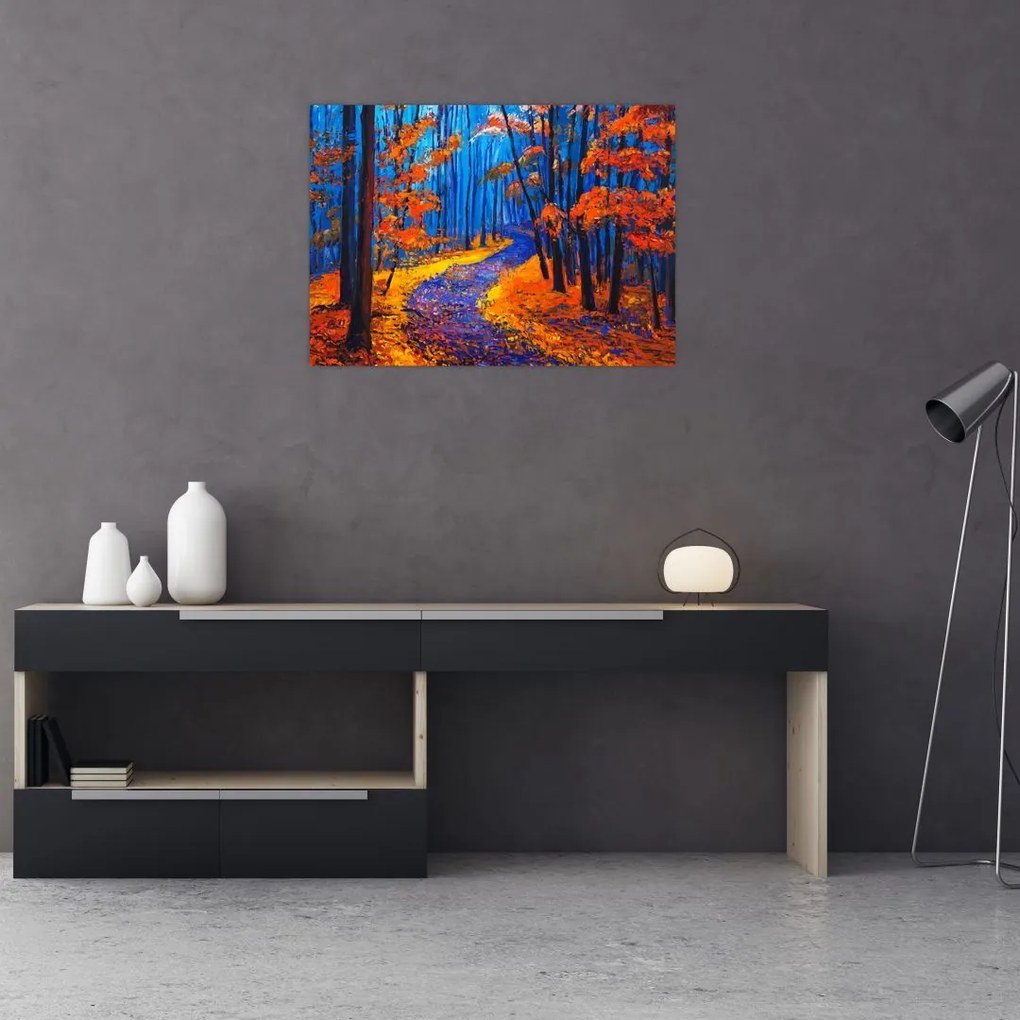 Tablou pe sticlă - Pădurea toamna (70x50 cm)