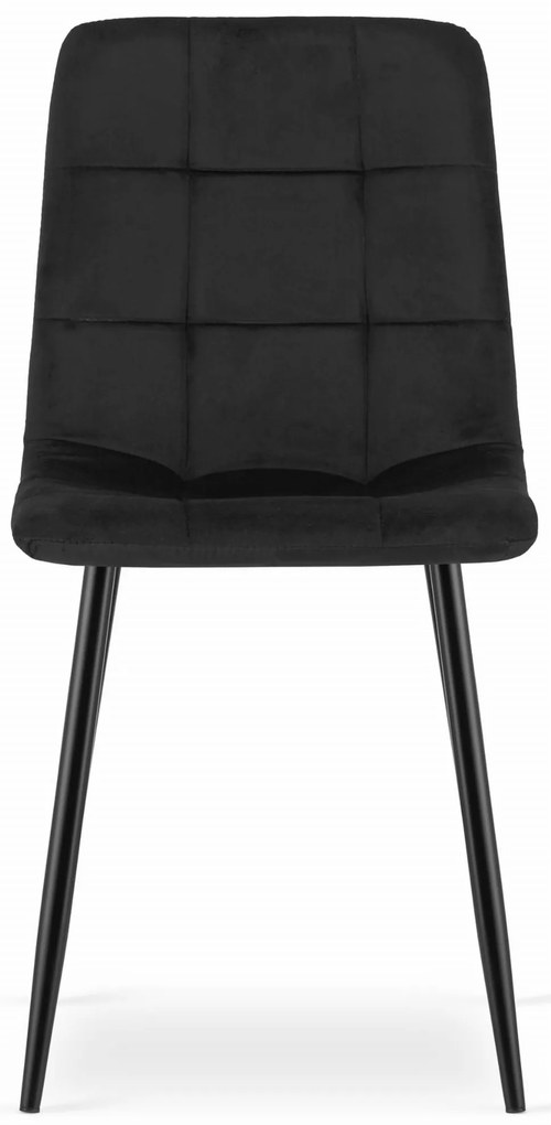 OFERTA Scaun catifea neagra KARA cu picioare negre II. calitate