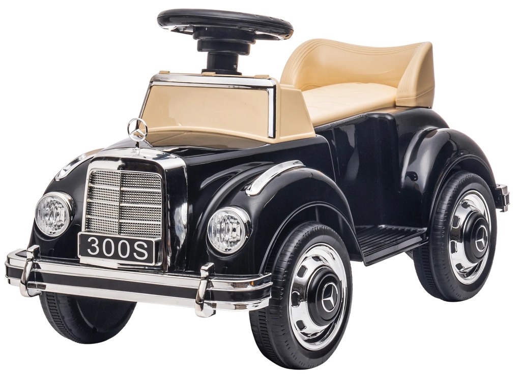 AIYAPLAY Portator Copii Mașină Licențiat Mercedes-Benz 300S 18-48 luni depozitare sub scaun negru | Aosom Romania