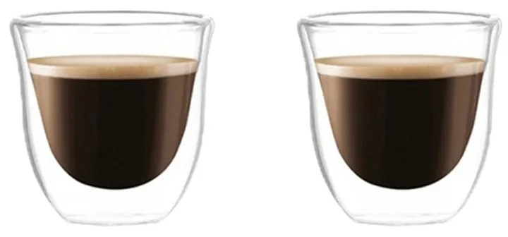 Set 2 pahare cafea, pereți dubli, sticlă borosilicată, 70 ml