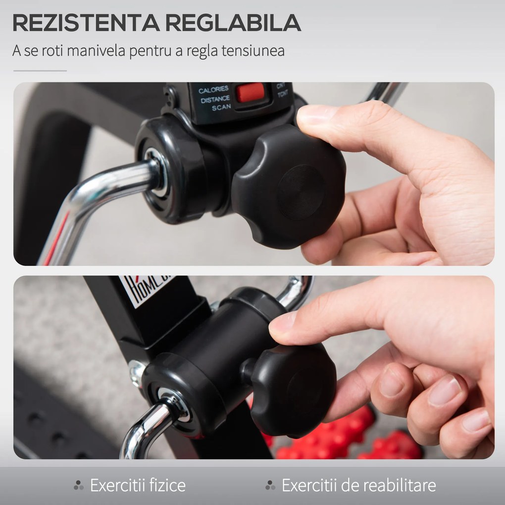 HOMCOM Bicicleta de antrenament portabila reglabila pe inaltime cu afisaj LCD si role pentru masaj la picioare pentru varstnici, Batrani | AOSOM RO