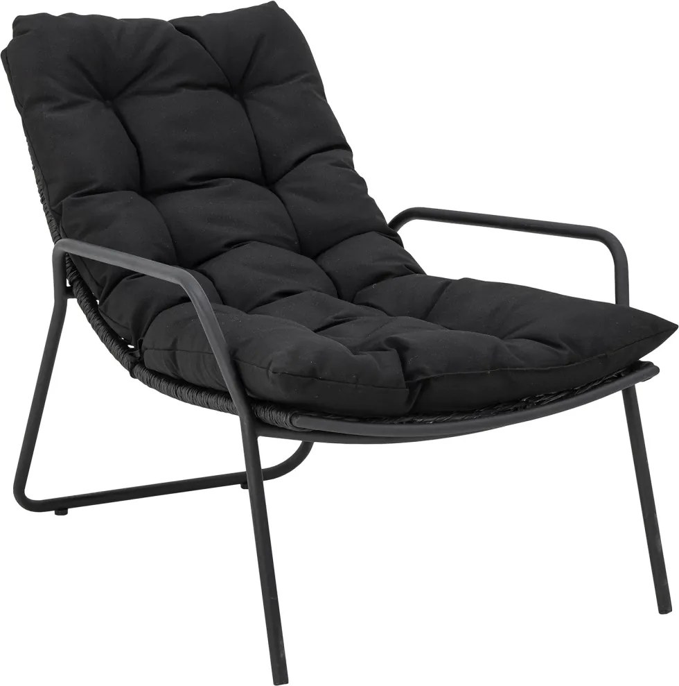 Set fotoliu si taburet, negru, cu perne, Boel